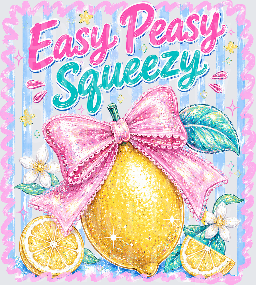 Easy Peasy Squeezy Glitter Lemon Pink Bow Coquette (DTF)
