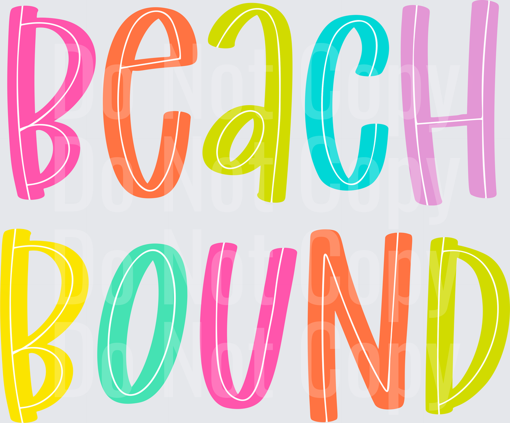 Beach Bound Colorful Retro Letters Summer Vacation (DTF)