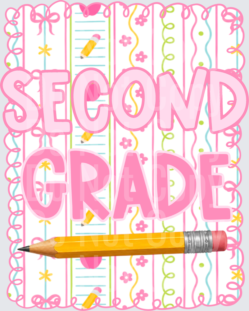 Second Grade Pink Coquette Pencil School Design (DTF)
