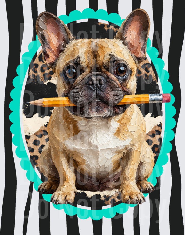 frenchie pencil (DTF)