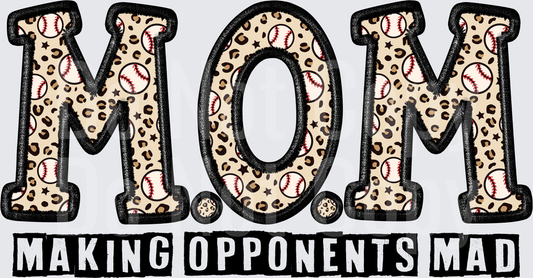 Baseball MOM Making Opponents Mad Leopard Print Design - DTF