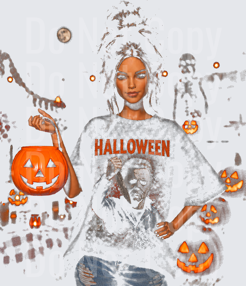brunette halloween halftone (DTF)