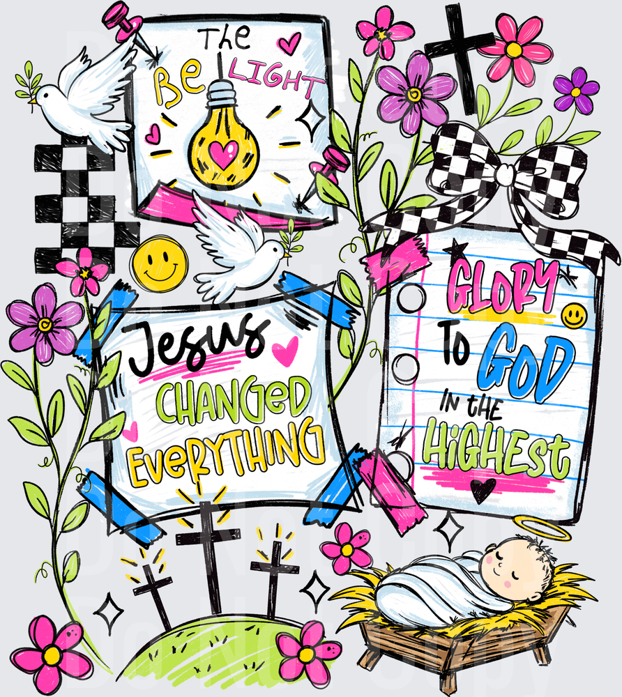 Jesus Changed Everything Glory To God Christian Collage (DTF)