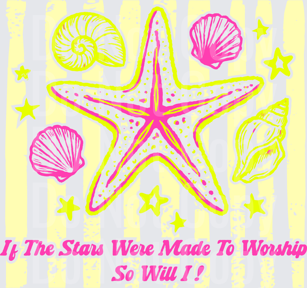 Beach Starfish and Seashells with Inspirational Quote Design (DTF)