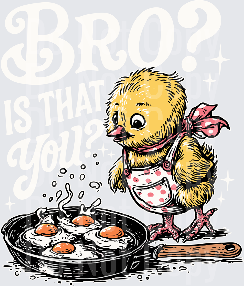Cute Chick Chef Cooking Fried Eggs in Apron and Bandana (DTF)