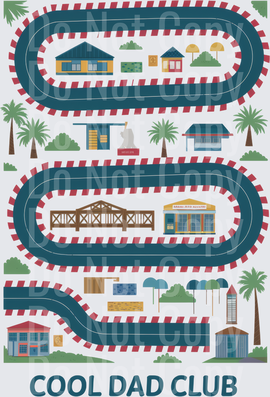 Cool Dad Club Race Track with Buildings and Palm Trees (DTF)