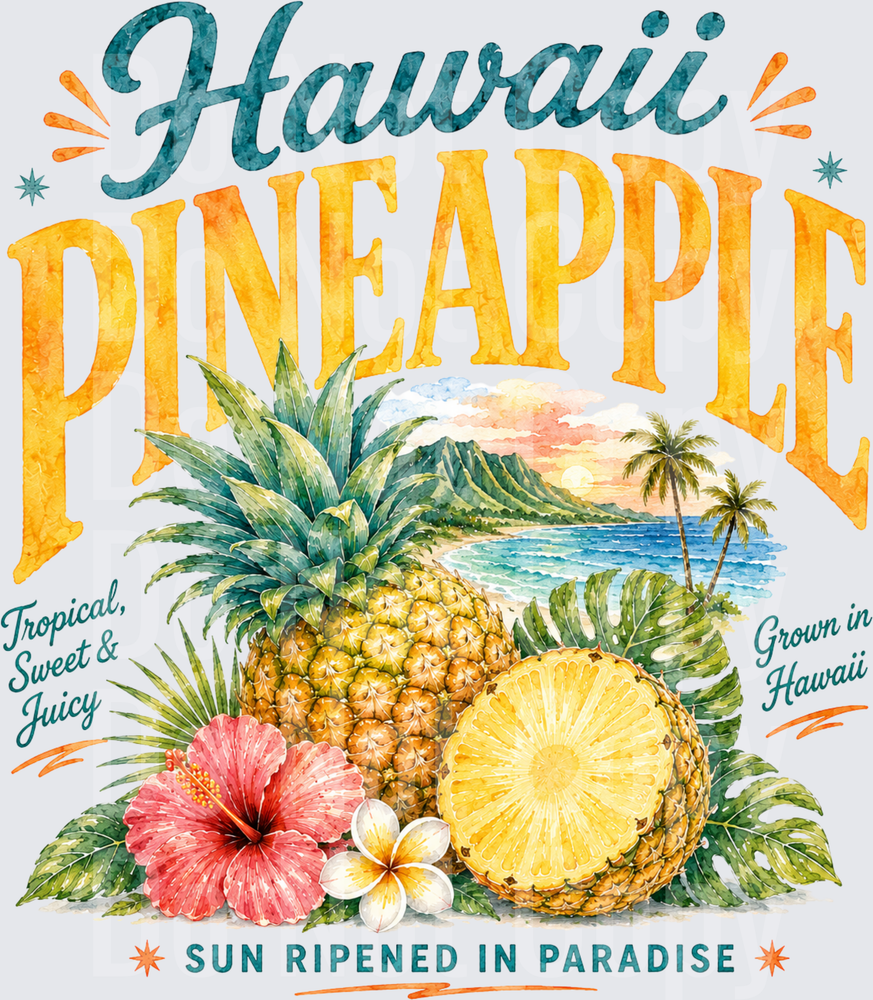 hawaii pineapple watercolor (DTF)