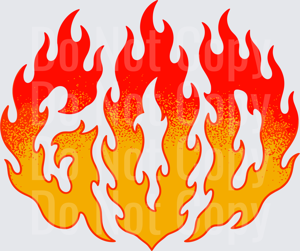Bold Retro Fire Flames Red Orange Yellow Gradient (DTF)