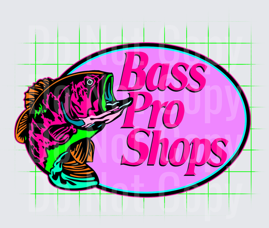 Colorful Bass Fish with Pink Oval Text Design - DTF