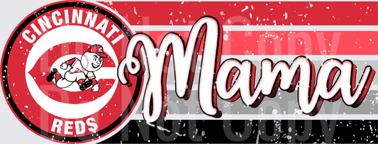 Baseball Team Mama Red and Black Distressed Circle Logo Design - DTF