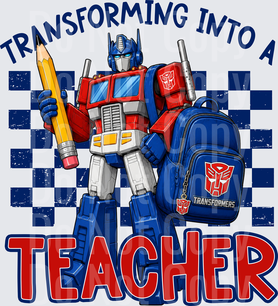 Transforming Into A Teacher Robot Pencil Backpack (DTF)