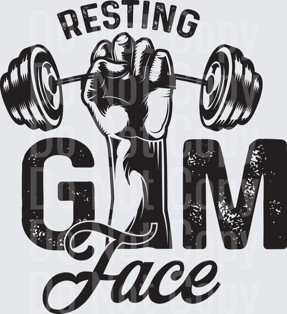 Resting Gym Face Barbell Fist Vintage Fitness Design (DTF)