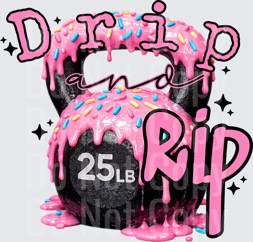 Drop and Rip 25LB Dumbbell with Pink Dripping Icing and Sprinkles (DTF)