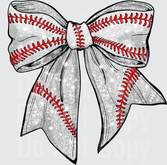 Baseball Stitches Bow Tie with Flowing Ribbons - DTF