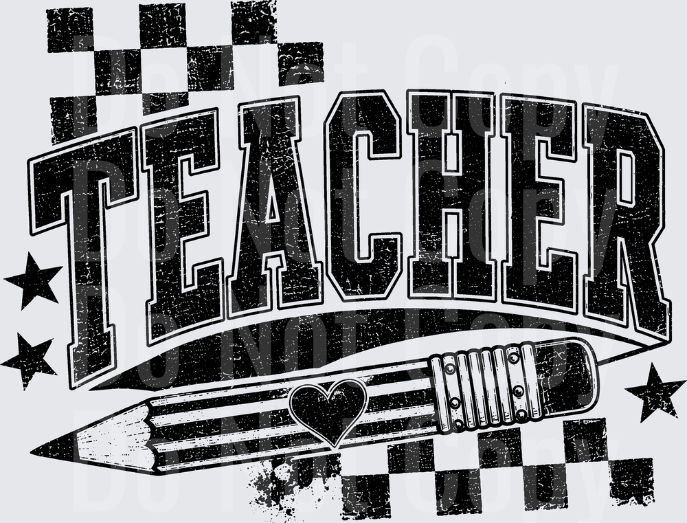 TEACHER PENCIL DISTRESSED (DTF)