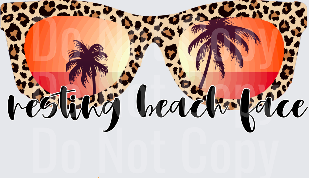 Resting Beach Face Leopard Print Sunglasses Palm Trees Sunset (DTF)