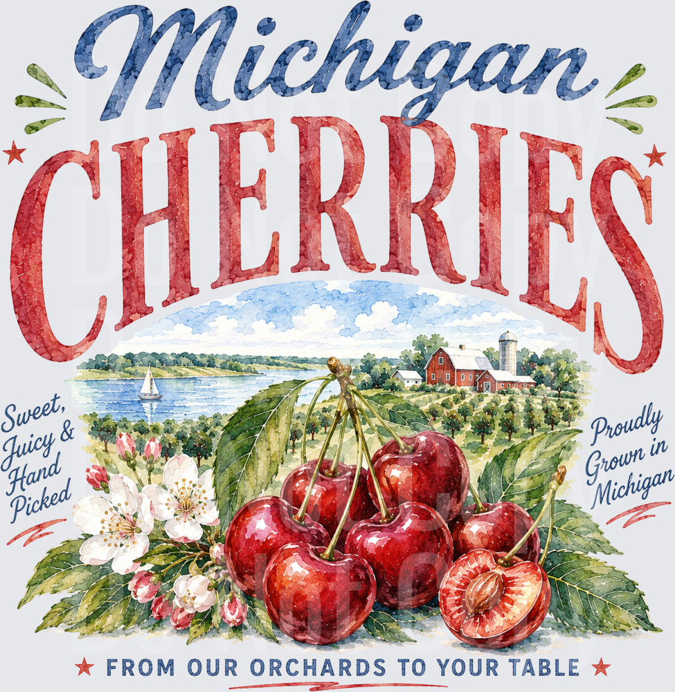michigan cherries watercolor (DTF)