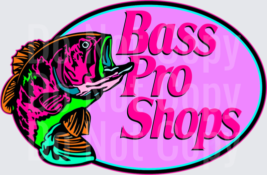 Colorful Bass Fish with Pink Oval Text Design - DTF