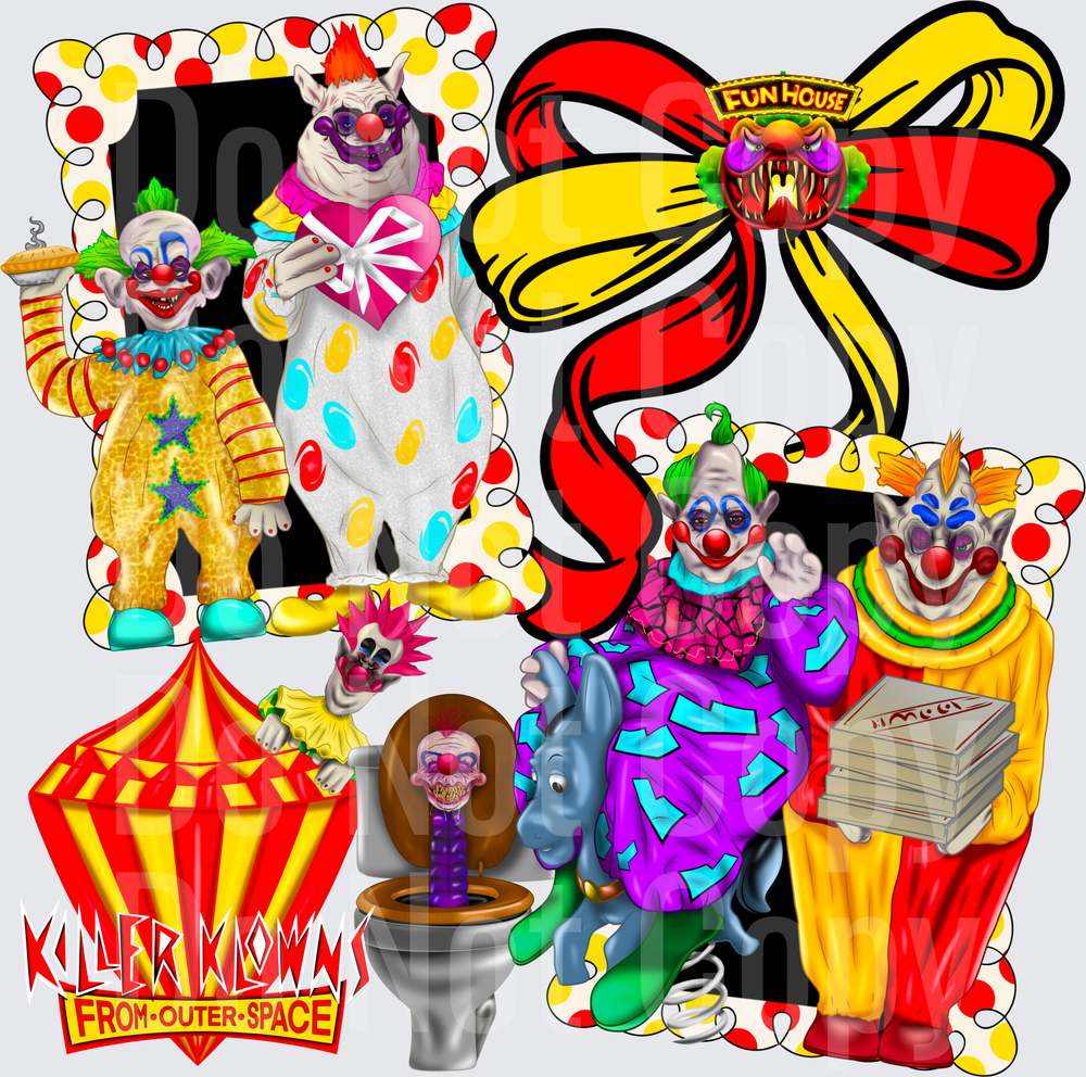 Killer Klowns From Outer Space Character Collage (DTF)