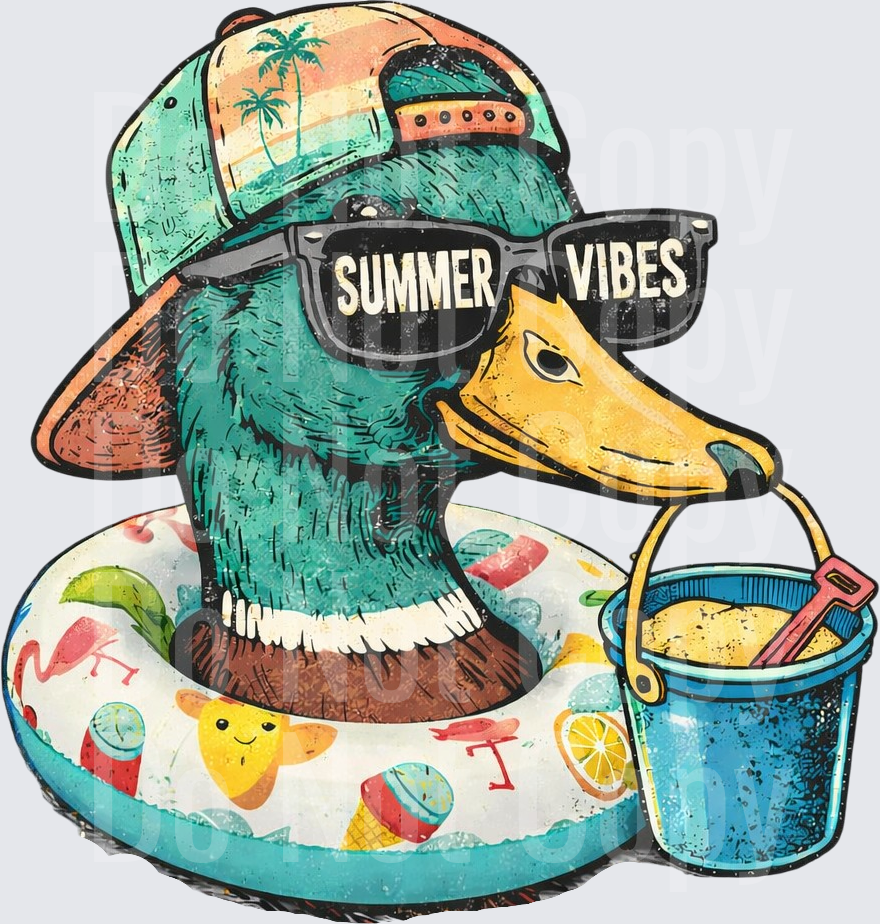 Cool Duck with Summer Vibes Sunglasses and Tropical Drink (DTF)