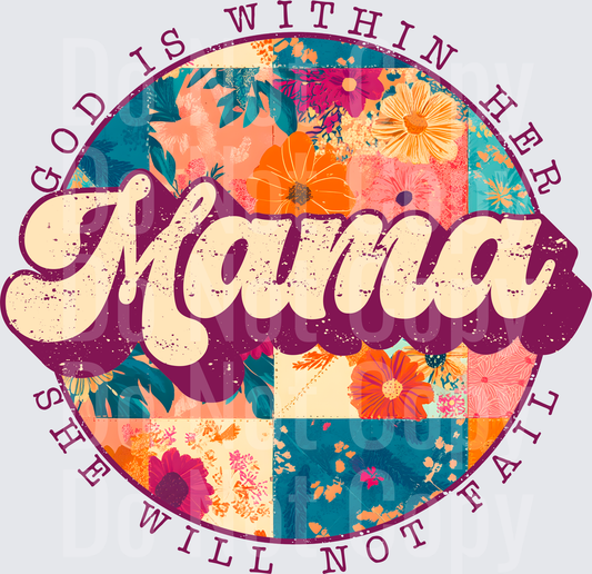 God Is Within Her She Will Not Fall Mama Floral Vintage Circle - DTF
