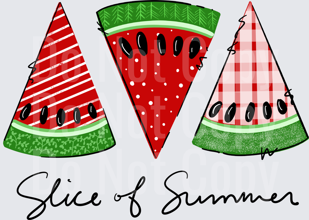 Slice of Summer Watermelon Triangles with Script Text (DTF)