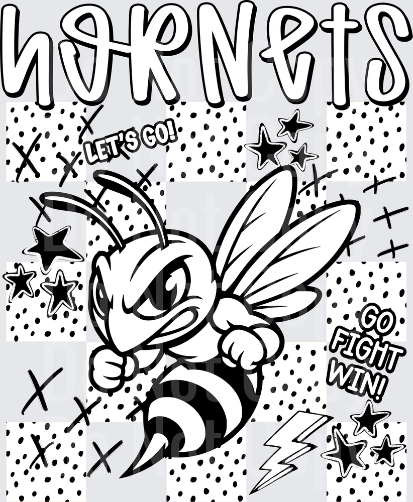 Hornets Dotties And Doodles (DTF)