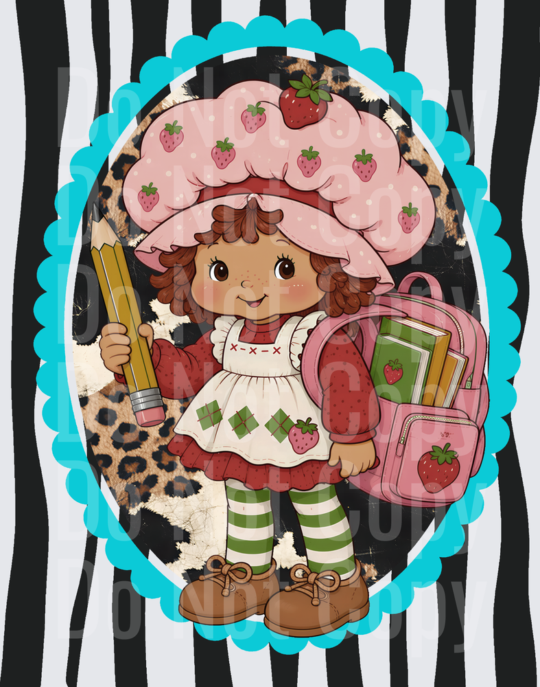 Strawberry Girl Back to School Pencil Backpack DTF (DTF)