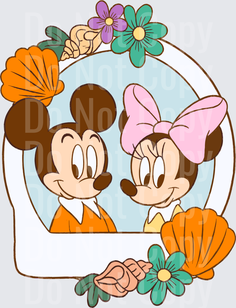 Retro Mouse Couple Floral Polaroid Frame (DTF)