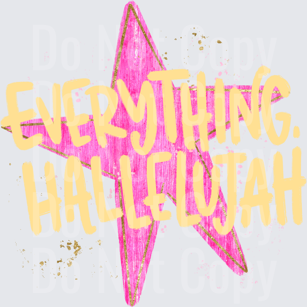 Everything Hallelujah Pink Lightning Bolt Typography (DTF)