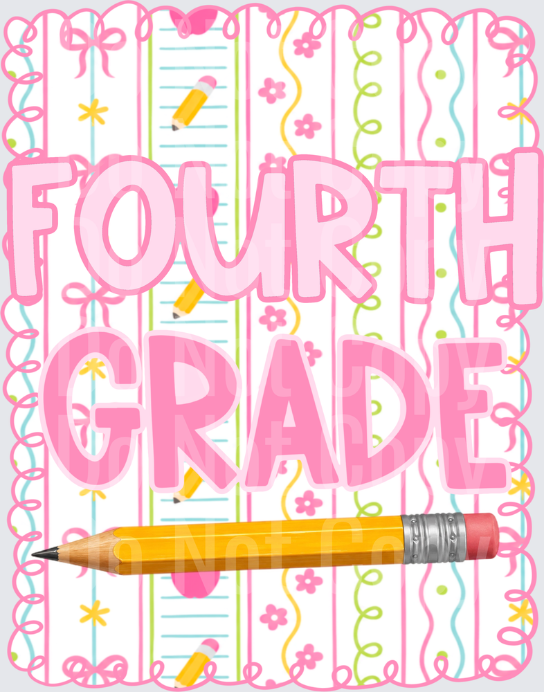 Fourth Grade Pink Coquette Pencil School Design (DTF)