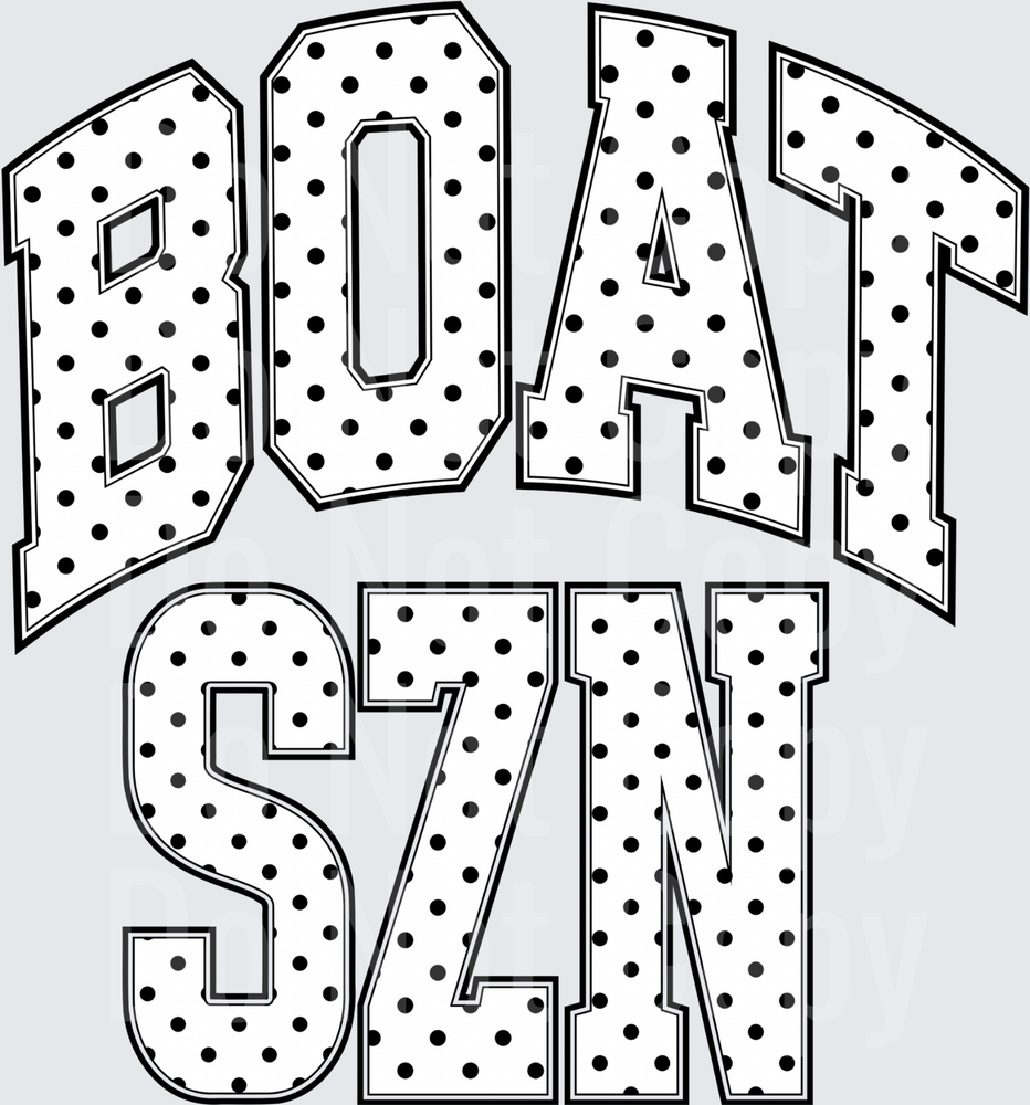 BOAT SLAT Block Letters with Polka Dot Pattern (DTF)