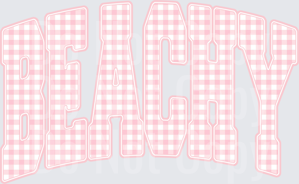 Pink Gingham Peachy Text Design (DTF)