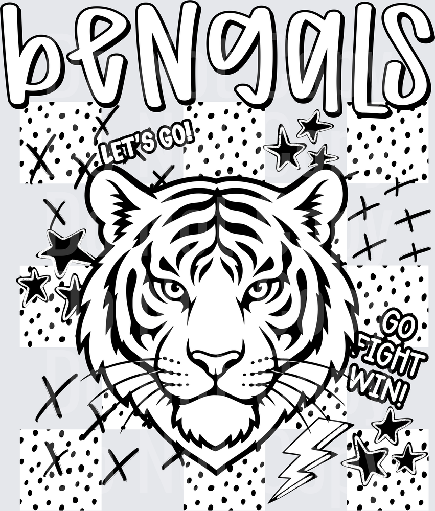 Bengals Dotties And Doodles (DTF)