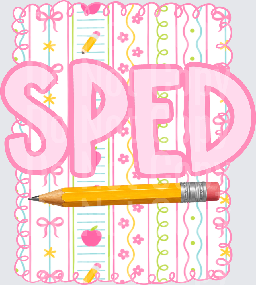 SPED Pink Coquette Pencil Teacher Design (DTF)