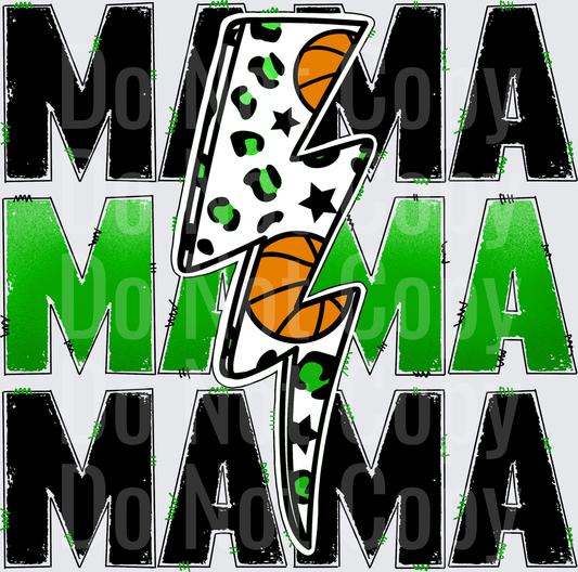 Basketball Lightning Bolt Mama Distressed Letters Design - DTF