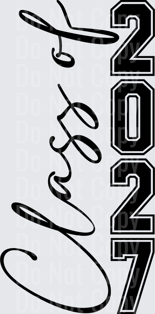 Class of 2027 Vertical Black and White Design (DTF)