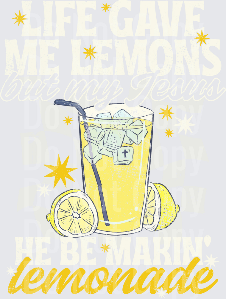 Fresh Lemonade Glass with Ice Cubes and Lemon Slices ( DTF)