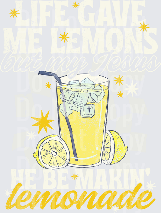Fresh Lemonade Glass with Ice Cubes and Lemon Slices ( DTF)