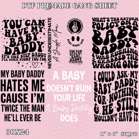 Snarky Single Mom - 30x24 -  PREMADE GANG SHEET