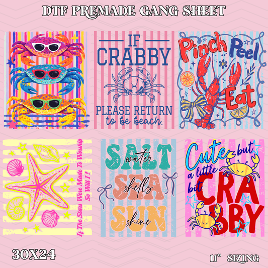 Striped Sea Summer - 30x24 -  PREMADE GANG SHEET