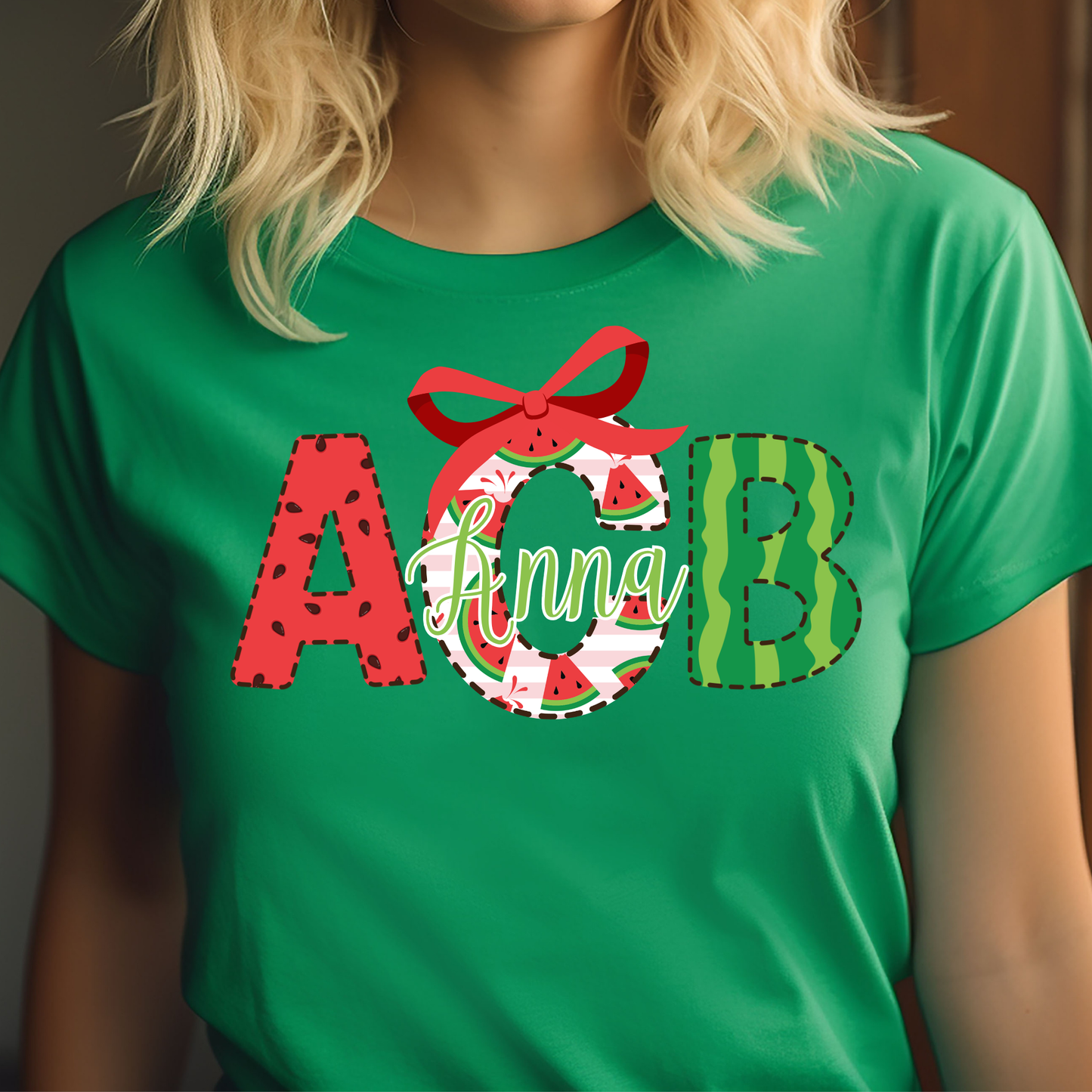 Watermelon Stripe - Custom Monogram Transfer