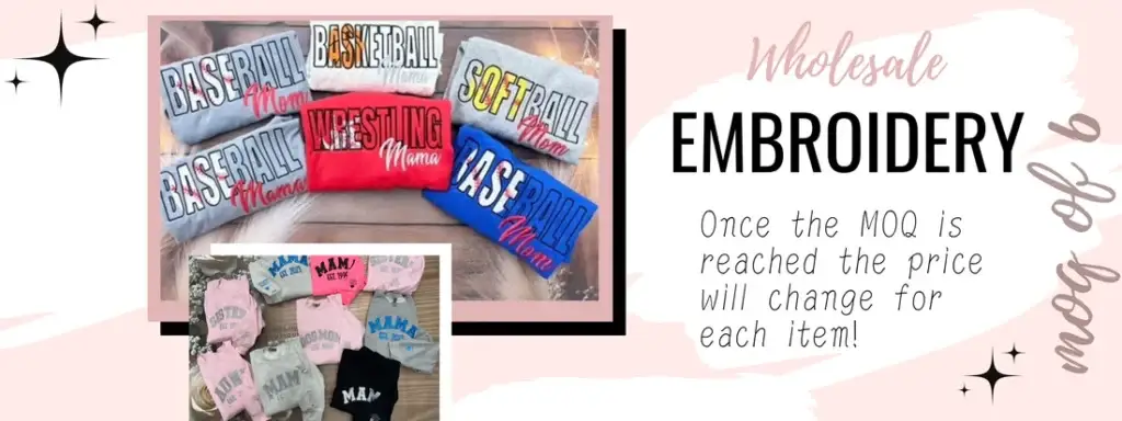 wholesale embroidery once the moq is reached the price wil change for item